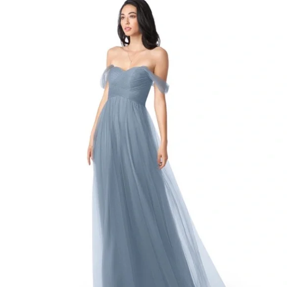 Azazie Dusty Blue Bridesmaid Dress - Picture 1 of 8